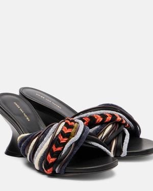 Dries Van Noten 75 Braided Wedge Mules - Black