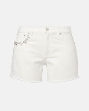 Area Crystal-Embellished Denim Shorts - White