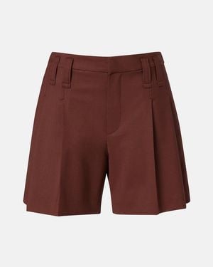 Brunello Cucinelli Monili Pleated Wool-Blend Shorts - Red