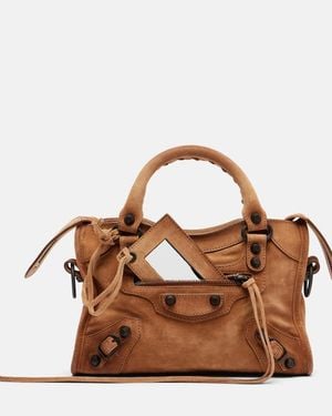 Balenciaga Le City Mini Tasche Aus Veloursleder - Braun