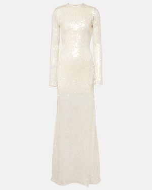 David Koma Sequined Open-Back Gown - White