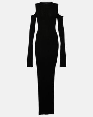 Rick Owens Ribbed Cold-shoulder Dress - Women's - Virgin Wool - Black
