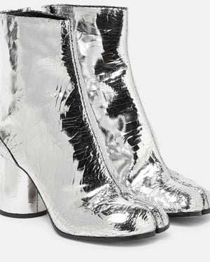 Maison Margiela Tabi Metallic Leather Ankle Boot - White