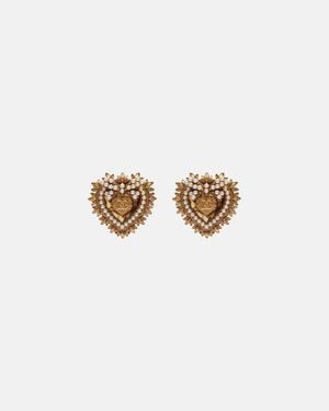 Dolce & Gabbana Devotion Embellished Clip-On Earrings - White