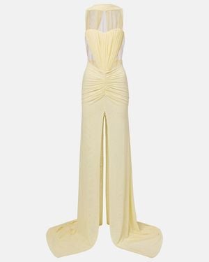 David Koma Ruched Halterneck Gown - Metallic