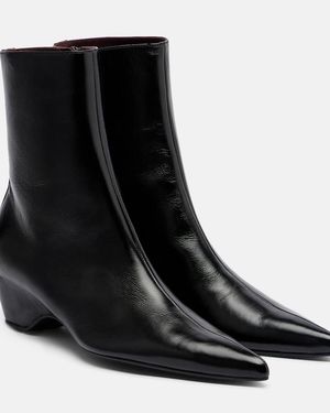 KHAITE Leather Ankle Boots - Black