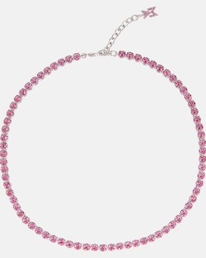 AMINA MUADDI Tennis Crystal-Embellished Necklace - Pink