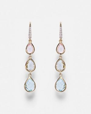 Mateo 14Kt Drop Earrings With Gemstones - White