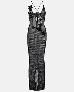 Bananhot Hilsa Open-Knit Lame Maxi Dress - Black