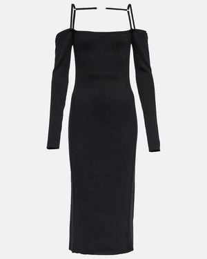 Jacquemus La Robe Sierra Square-Neck Knitted Midi Dress - Black
