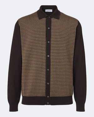Lardini Cardigan Aus Wolle Mit Hahnentritt - Braun