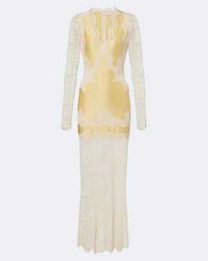 Rabanne Lace And Satin Maxi Dress - White