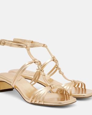 Jimmy Choo Frann 35 Metallic Leather Sandals - Natural