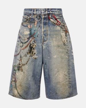 Acne Studios Shorts Juda de denim estampados - Azul