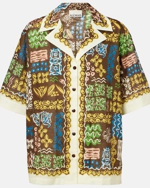 ALÉMAIS Minnie Printed Cotton Bowling Shirt - Metallic