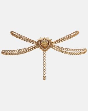 Dolce & Gabbana Dg Faux Pearl-Embellished Chain Belt - Metallic