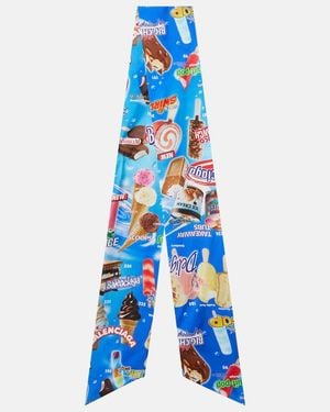 Balenciaga Printed Silk Scarf - Blue