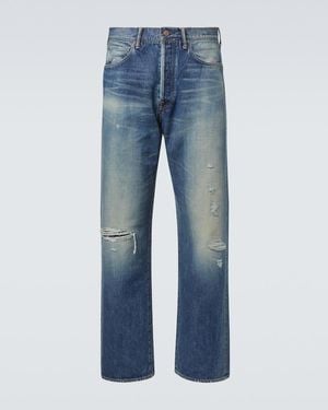 Visvim Social Sculpture 01 Distressed Straight Jeans - Blue