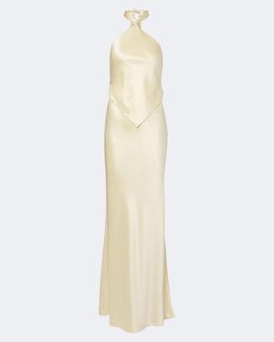 retroféte Ester Halterneck Satin Gown - White