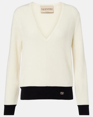 Valentino Pullover Vlogo Aus Einem Wollgemisch - Weiß