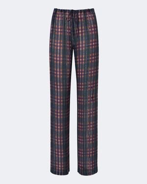 Dries Van Noten Plaid Lame Straight Trousers - Blue