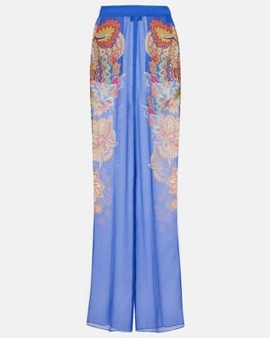 Etro Paisley Wide-Leg Trousers - Blue