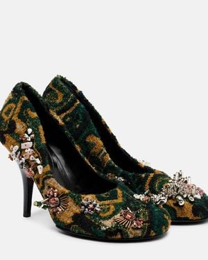 Dries Van Noten Embellished Jacquard Court Shoes - Black