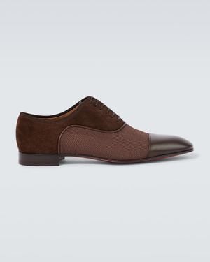 Christian Louboutin Greggo Leather-Trimmed Suede Oxford Shoes - Brown