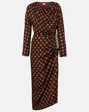 Dries Van Noten Didi Embellished Polka-Dots Midi Dress - Brown