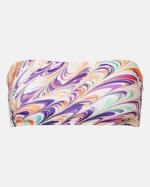 Alexandra Miro Iris Printed Bandeau Bikini Top - Pink