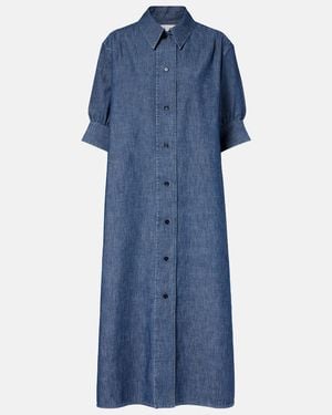 Jil Sander Vestido Camisero De Chambray De Algodon - Azul