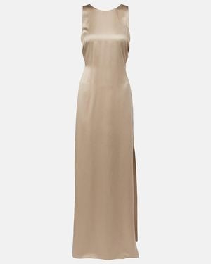 Max Mara Azoto Silk Satin Maxi Dress - Natural