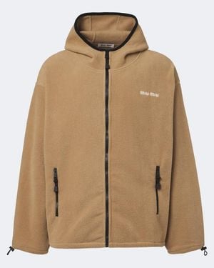Miu Miu Hooded Fleece Jacket - Natural