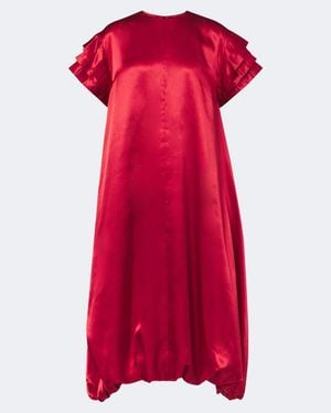 Noir Kei Ninomiya Pleated Gathered Satin Midi Dress