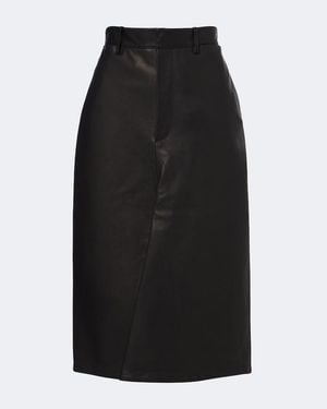 Victoria Beckham Leather Midi Skirt - Black