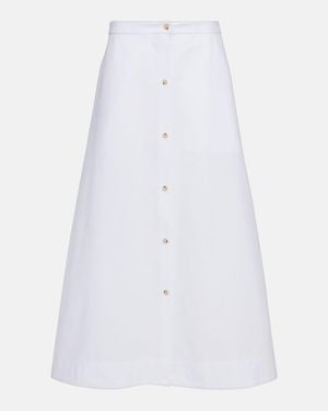 TOTEME High-Rise Cotton Maxi Skirt - White