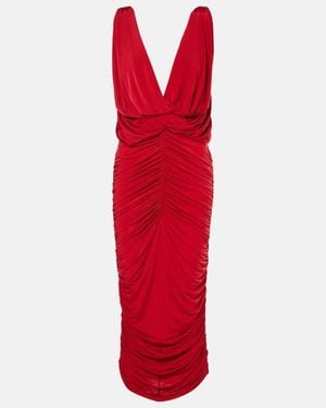 Magda Butrym Ruched Draped Midi Dress - Red