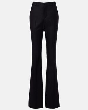 Saint Laurent Pantalones Flared De Cachemir - Azul