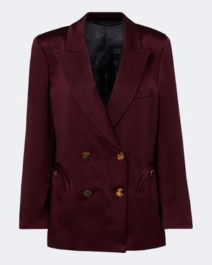 Blazé Milano Everynight Double-Breasted Satin Blazer - Purple