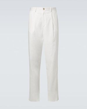 Giorgio Armani Cotton-Blend Straight Trousers - White