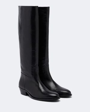 Jude Den Leather Knee-High Boots - Black