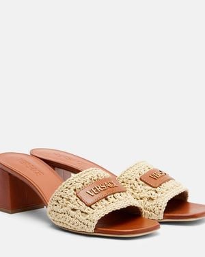 Versace Pantoletten Aus Raffiabast - Braun