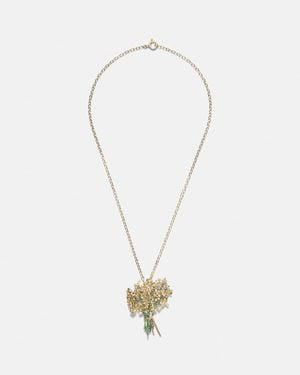 Yvonne Léon Broche Mimosa 9Kt And 18Kt Pendant Necklace With Gemstones - White