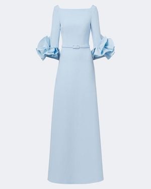 Safiyaa Belisa Belted Ruffled Crepe Gown - Blue