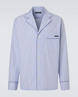 Dolce & Gabbana Chemise De Pyjama Rayee En Coton Melange - Bleu