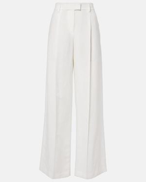 Brunello Cucinelli Monili Twill Wide-Leg Pants - White