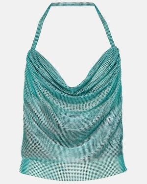 GIUSEPPE DI MORABITO Crystal-Embellished Halterneck Top - Blue