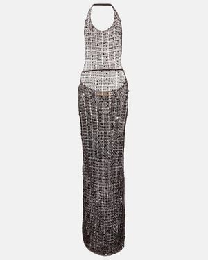 AYA MUSE Cutout Sequined Maxi Dress - White