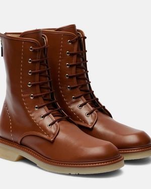 Max Mara Urbancombat Leather Combat Boots - Brown