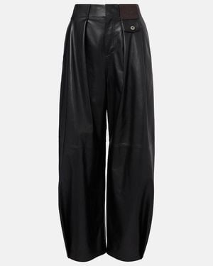 Loewe Leather Barrel-Leg Trousers - Black